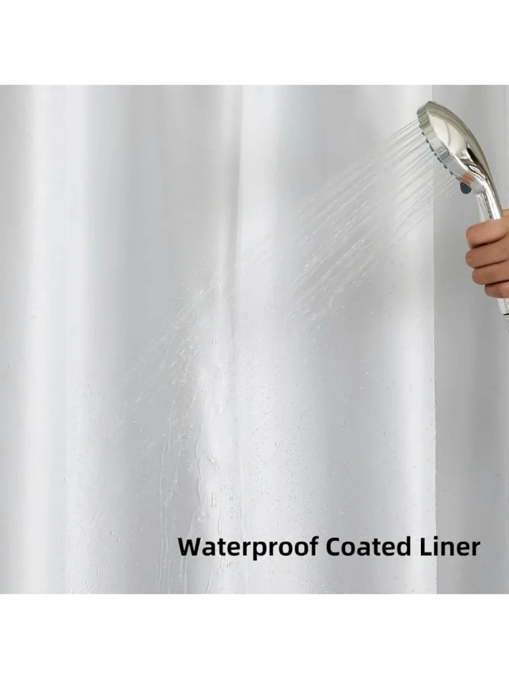 Waterproof Waffle Shower Curtain with See-Through Window, Heavy Duty 72'' x 75''